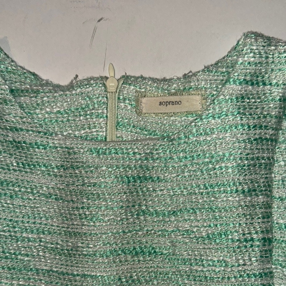 Soprano Textured Knit Top in Green and Silver